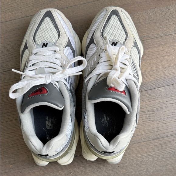 New Balance 9060 Grey & White Mesh Suede Runner with Logo Accent | Size EU 37 - Picture 12 of 15